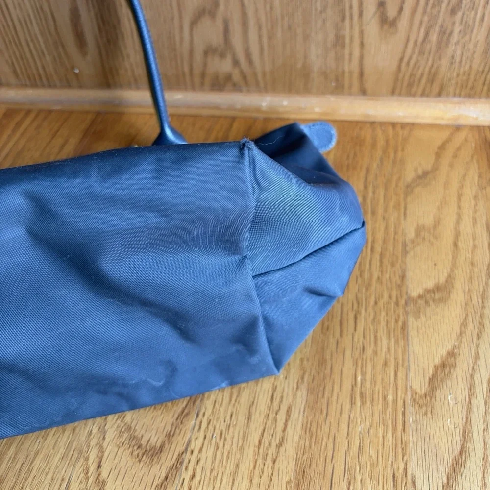 Longchamp Le Pliage Club Tote Bag Light Gray Medium‎ Shoulder Bag Embroidered
